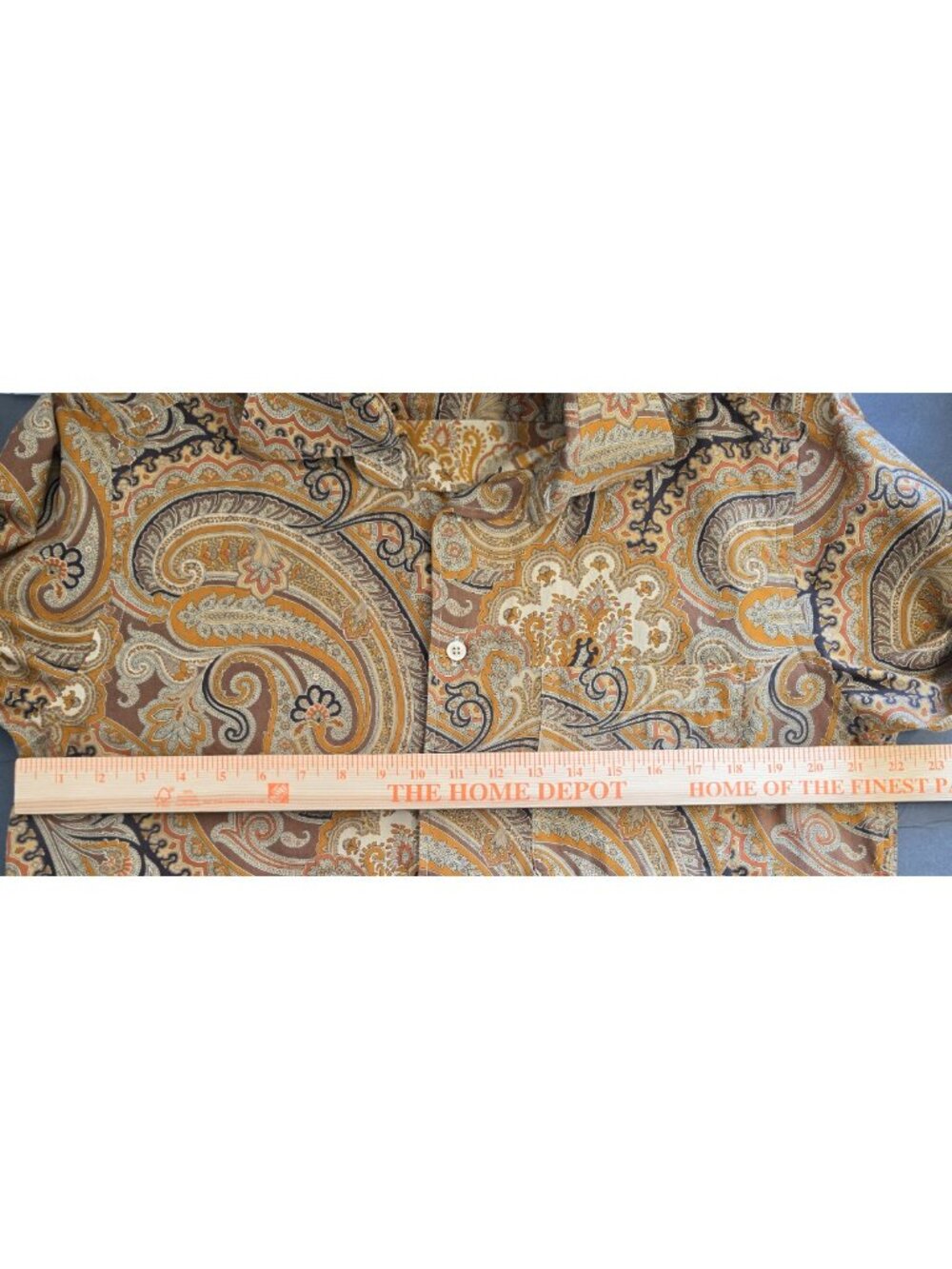 Ermenegildo Zegna Mens Large Paisley Shirt 100% Cotton Brown Gold Long - Picture 9 of 11